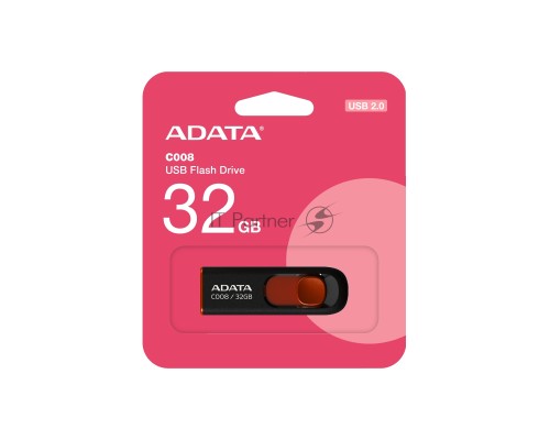 Флеш диск ADATA Flash Drive 32Gb С008 AC008-32G-RKD {USB2.0, Black-Red}