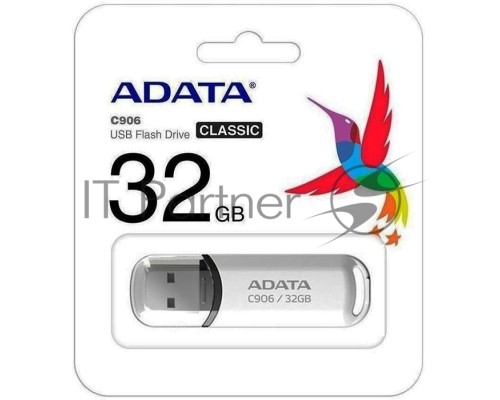Флеш диск ADATA Flash Drive 32Gb C906 AC906-32G-RWH {USB2.0, White}