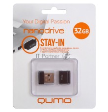 Флэш Диск USB 2.0 QUMO 32GB NANO QM32GUD-NANO-B Black
