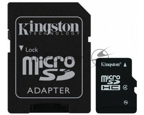 Флеш карта microSDHC 8Gb Class4 Kingston SDC4/8Gb + adapter