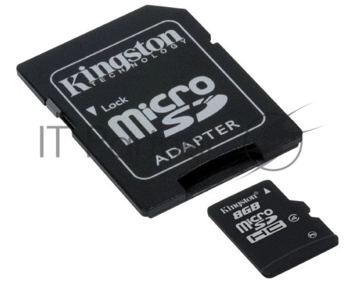 Флеш карта microSDHC 8Gb Class4 Kingston SDC4/8Gb + adapter
