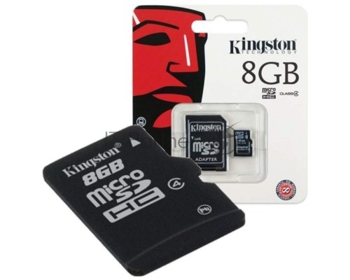 Флеш карта microSDHC 8Gb Class4 Kingston SDC4/8Gb + adapter