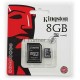 Флеш карта microSDHC 8Gb Class4 Kingston SDC4/8Gb + adapter