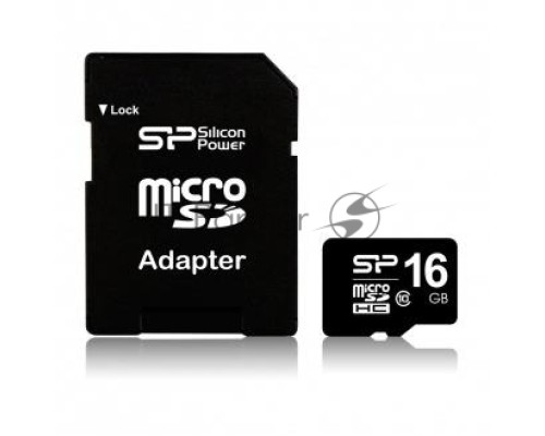 Флеш карта microSDHC 16Gb Class10 Silicon Power SP016GBSTH010V10-SP + adapter