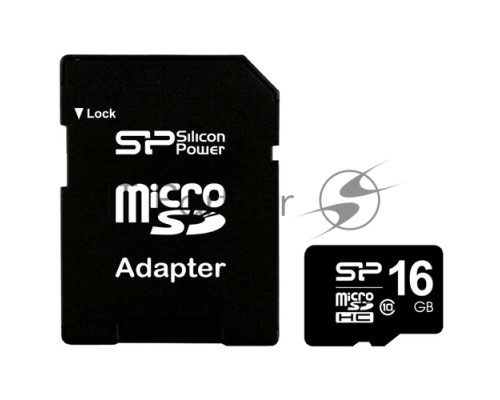Флеш карта microSDHC 16Gb Class10 Silicon Power SP016GBSTH010V10-SP + adapter