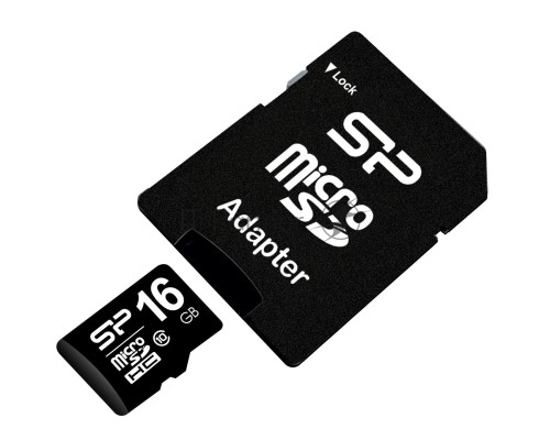Флеш карта microSDHC 16Gb Class10 Silicon Power SP016GBSTH010V10-SP + adapter