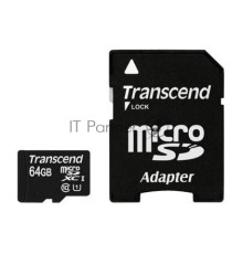 Флеш карта microSDXC 64Gb Class10 Transcend TS64GUSDU1 + adapter