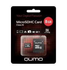 Флэш карта Micro SecureDigital 8Gb QUMO QM8GMICSDHC10 {MicroSDHC Class 10, SD adapter}