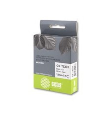 CACTUS  TZ-231 Лента CACTUS (CS-TZ231) для печати наклеек в устройствах brother P-touch 1010/1280/1280VP/2700VP, черный на белом, 12мм х 8м