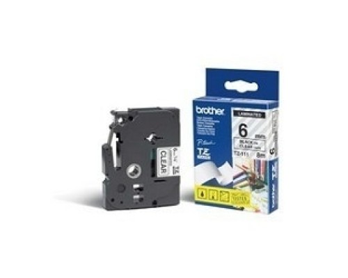 [Расходные материалы] Brother TZE-111 Картридж  для термопринтера P-Touch с лентой 6 мм черный на прозрачном