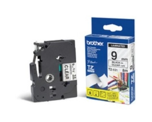 [Расходные материалы] Brother TZE-121 Картридж с лентой (P-Touch, 9мм, черный на прозрачном)