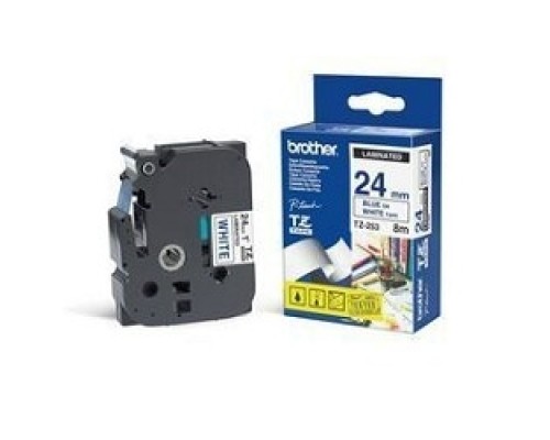 [Расходные материалы] Brother TZE-253 Картридж  для термопринтера P-Touch с лентой 24мм синий на белом TZ253