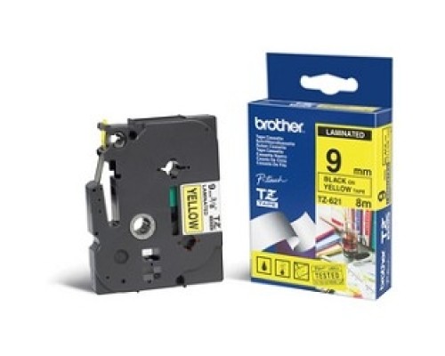 [Расходные материалы] Brother TZE-621 Картридж с лентой (P-Touch, 9мм, Черный на желтом)