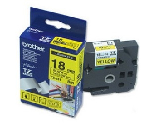 [Расходные материалы] Brother TZE-641 Картридж с лентой (P-Touch, 18мм, Черный на желтом)
