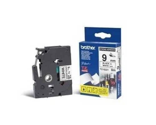 [Расходные материалы] Brother TZE-S221 Картридж с лентой (P-Touch, 9мм, Черный на белом)