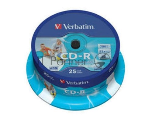 Диск CD-R Verbatim 700Mb 52x Cake Box (25шт) Printable (43439)