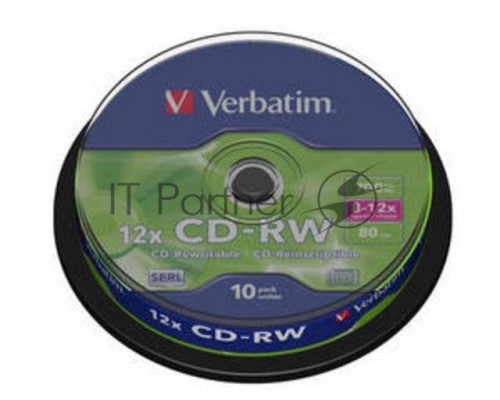 Диск CD-RW Verbatim 700Mb 10x Cake Box (10шт) (43480)