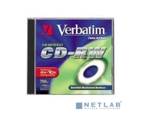 Диск CD-RW Verbatim 700Mb 10x Cake Box (10шт) (43480)