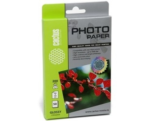 [Бумага] CACTUS GA620050 Фотобумага глянцевая, 10x15, 200 г/м2, 50 листов 