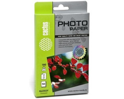 [Бумага] Cactus CS-GA618050 Бумага A6/180г/м2/50л./белый, глянцевое для струйной печати