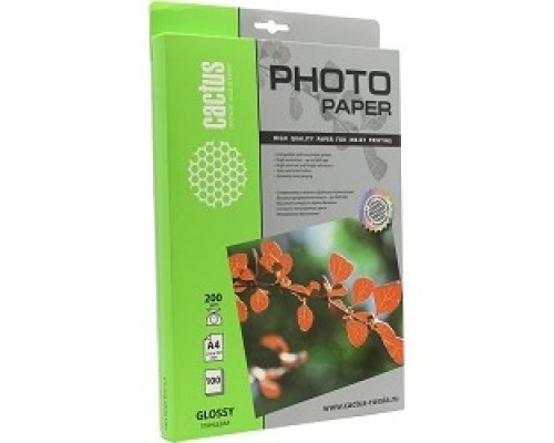 [Бумага] Cactus CS-GA4200100 Фотобумага глянцевая, А4, 200 г/м2, 100 листов