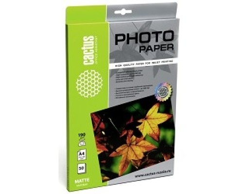 [Бумага] Cactus CS-MA419050 Бумага A4/190г/м2/50л./белый матовое для струйной печати