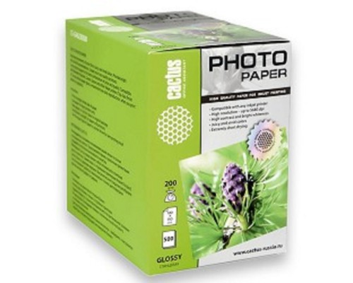 [Бумага] CACTUS CS-GA6200500 Фотобумага глянцевая, 100x150, 200 г/м2, 500 листов.