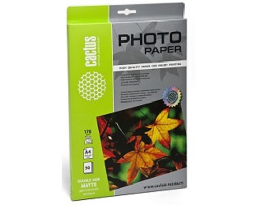 [Бумага] Cactus CS-MA417050DS Фотобумага матовая двусторонняя, A4, 170 г/м2, 50 листов