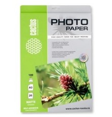 Cactus CS-MSA310020 Самоклеящаяся фотобумага матовая А3 100 г/м2 20 листов