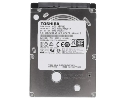 [Жесткий диск] 500Gb Toshiba (MQ01ABF050) {Serial ATA III, 5400 rpm, 8Mb buffer, 7mm}