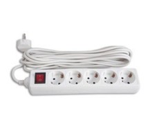 BURO Сетевой удлинитель 5 розеток, 3 метра, (BU-PS5.3/W), белый (пакет ПЭ) {828017}