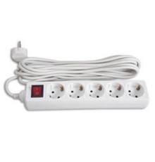 BURO Сетевой удлинитель 5 розеток, 3 метра, (BU-PS5.3/W), белый (пакет ПЭ) {828017}
