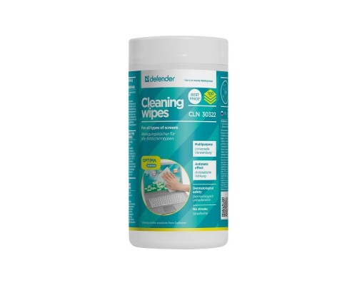 [Чистящие средства ] DEFENDER Влажные чистящие салфетки CLN 30322  для экранов в тубе, 100шт.