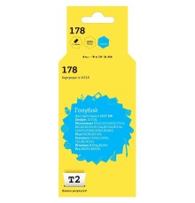 T2 CB318HE/№178 Картридж (IC-H318)  №178 для HP Deskjet 3070A/Photosmart 5510/6510/7510/B110/C8583, голубой,  С ЧИПОМ, 250 стр.