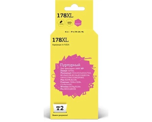 [Расходные материалы] T2 CB324HE Картридж №178XL для HP Deskjet 3070A/Photosmart 6510/7510/B110/C8583, пурпурный,  С ЧИПОМ, 750 стр.