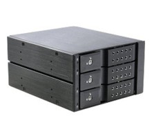 Procase T3-203-SATA3-BK {Hot-swap корзина 3 SATA3/SAS 6Gb (черный) hotswap trayless aluminium mobie rack module (2x5,25) 1xFAN 80x15mm}