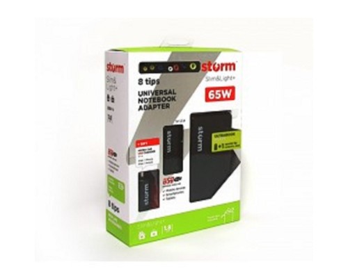 [Аксессуар к ноутбуку] Адаптер для ноутбуков Storm SLU65/SLU65+, 65W, USB(2.1A), slim design + micro charger USB (MCM1)