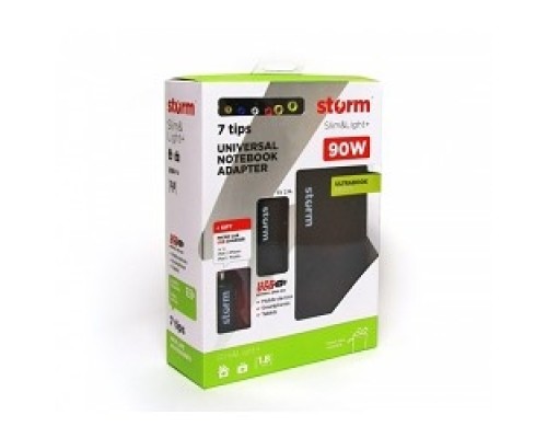 [Аксессуар к ноутбуку] Адаптер для ноутбуков Storm SLU90/SLU90+, 90W, USB(2.1A), slim design + micro charger USB (MCM1)
