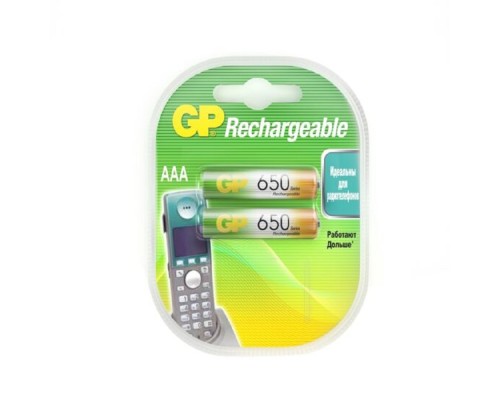[Аккумулятор] GP ReEnergy 65AAAHC AAA, емкость 650 мАч (65AAAHCRGY-2CRCB2)(2шт. в уп-ке)  аккумулятор