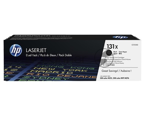 Тонер Картридж HP 131X CF210XD черный x2уп. для HP LJ Pro 200 M251/M276 (2400стр.) Тонер Картридж HP 131X CF210XD черный x2уп. для HP LJ Pro 200 M251/M276 (2400стр.)