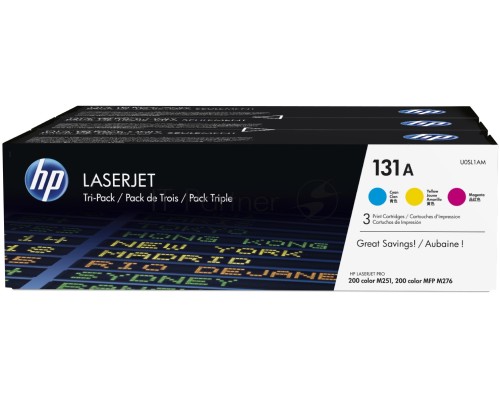 Картридж лазерный комплект HP 131A U0SL1AM голубой/пурпурный/желтый для HP LJ Pro 200/Color M251/M251n/M25 (3 х 1800стр.)