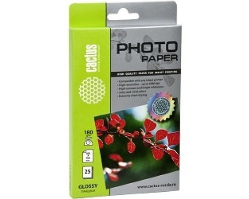 [Бумага] CACTUS GA618025 Фотобумага глянцевая, 10x15, 180 г/м2, 25 листов