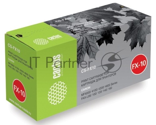 Картридж лазерный Cactus CS-FX10S черный (2000 стр.) для Canon MF4000/4100/4200/4600/ FAX-L95/100/120
