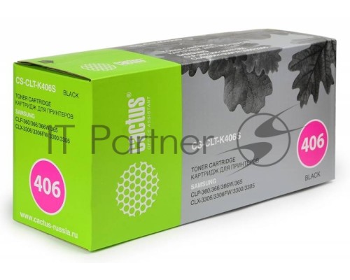 Картридж лазерный Cactus CS-CLT-K406S черный (1500 стр) для Samsung CLP-360/365/CLX-3300/3305