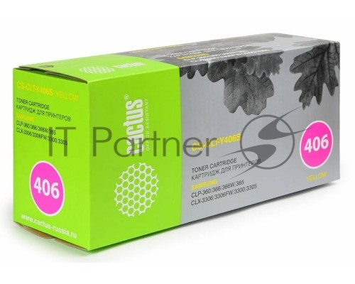 Картридж лазерный Cactus CS-CLT-Y406S yellow желтый (1000 стр.) для Samsung CLP-360/365/CLX-3300/3305