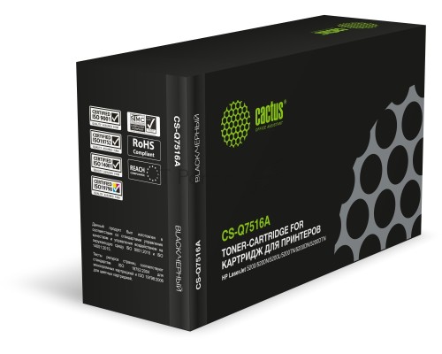 Картридж Cactus CS-Q7516A для принтеров HP LaserJet 5200/5200N; Canon LBP 3500 черный 12000 стр.