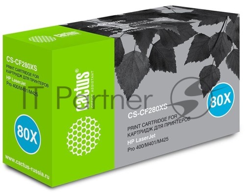 Картридж лазерный Cactus CS-CF280XS черный (6900с тр.) для HP LJ Pro 400/M401/M425