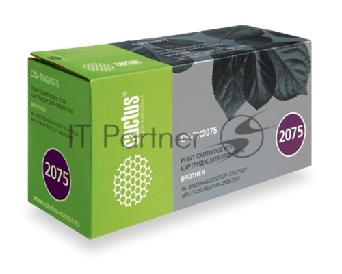 Картридж лазерный Cactus CS-TN2075 черный (2500 стр.) для Brother DCP-7010/7010R/7020/7025/7025R/FAX-2820/2825/2825R/2920/2920R/HL-2030/2030R/2040/2040R/2070N/2070/2070NR/MFC-7225/7225N/7420/7420R/7820/7820N/7820NR/7820R