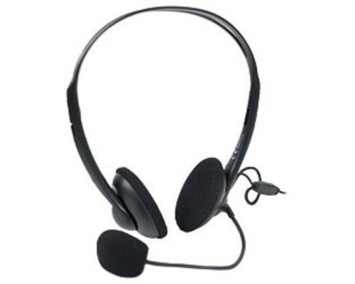 [Наушники] A4Tech HS-6, Черный {Гарнитура стерео, наклад, рег громкости на проводе, 20-20000Гц 32 Ом 97дБ, микр подвижной 97дБ, кабель 2, 3.5 jack 3 pin}