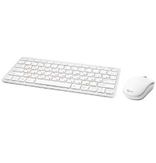 Комплект компактная кл-ра+мышь беспров. Gembird KBS-7001, 2.4ГГц, серебристый/белый, ножничный механизм клавиш, 78 кл, мышь-3 кн. 1000 DPI, FN клавиши, батарейки в комплекте